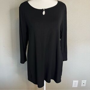 Soft Surroundings Elena Three Quarter Sleeve Black Top With Keyhole Size Medium